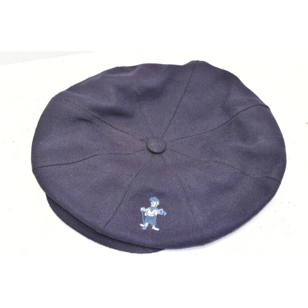 The T. Barry Knicker Co Hat Size 7 1/8 Linen USA Vtg Gasby Cap Caddy Golf‎ Blue